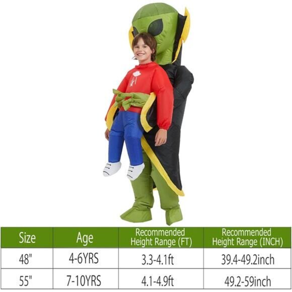 Unisex InflatableHalloween Alien Costume for Kids Blow Up Party Costume Dress - Picture 3 of 6